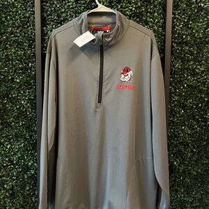 Nike Gray Quarter-Zip Pullover with Red Logo